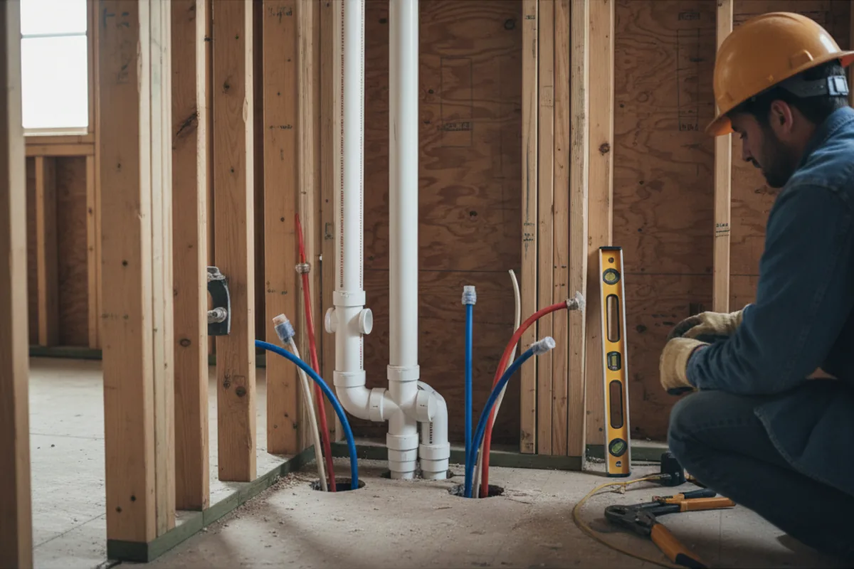 Drain and supply rough-in during Toilet Repair and Installation in Wasco