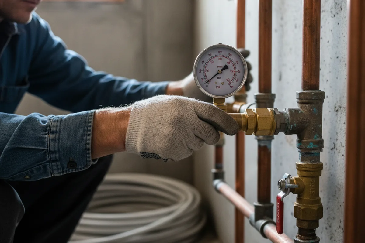 Pressure testing a repaired line during Water Line Repair in Wasco